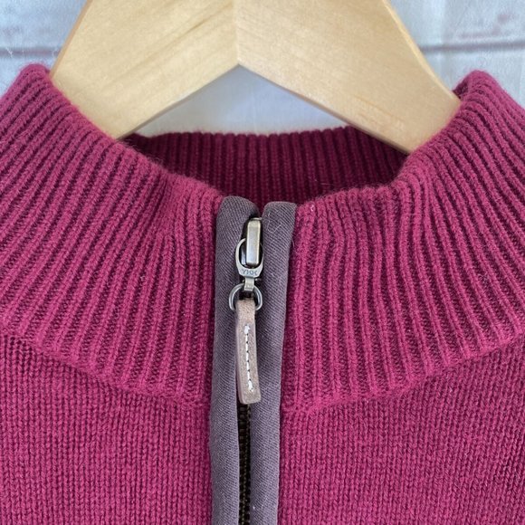 J. McLaughlin L Tate Cashmere Sweater Burgundy 1/4 Zip Knit Men Holiday $495 - Picture 2 of 9